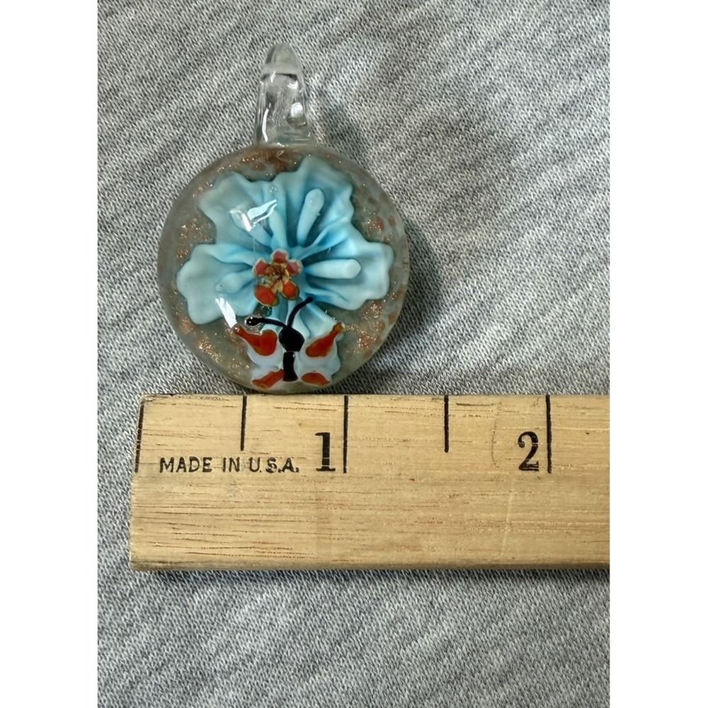 Art Glass PENDANTS (7) Handmade Artisan Flower Butterfly Millefiori Heart Shapes - Picture 16 of 16